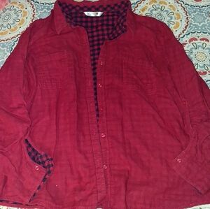 Riders by Lee Women's Red Button Down Shirt